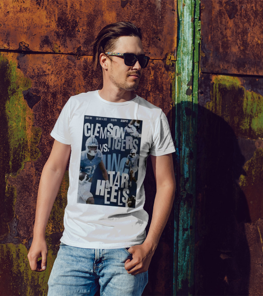 Clemson Tigers Vs UNC Tar Heels ESPN Game Five October 4 2025 Football T-Shirt