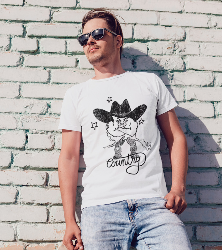 Weird Guy Cowboy With Guitar Retro Style T-Shirt