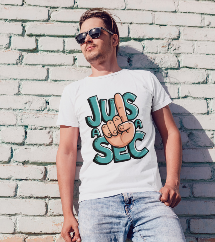 Jus A Sec Finger Gesture Graphic T-Shirt