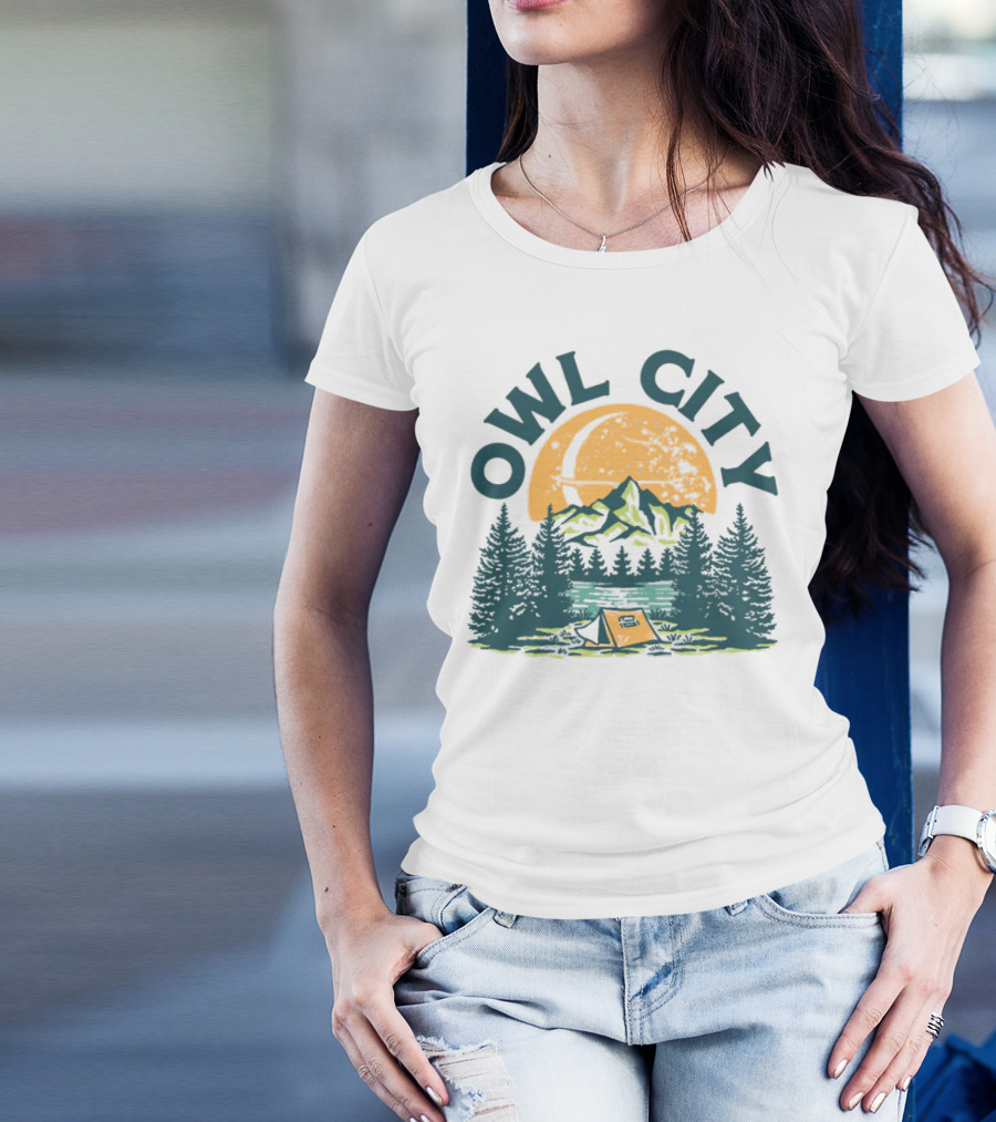 Owl City Mountains Camping Under Moon St. Patrick's Day T-Shirt
