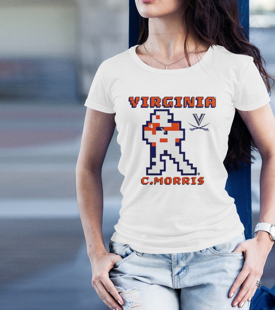 Virginia C. Morris Football Retro Pixel Quarterback 4 T-Shirt