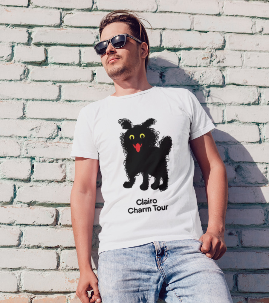 Clairo Charm Tour Yellow Eyes Red Tongue Fuzzy Cat T-Shirt