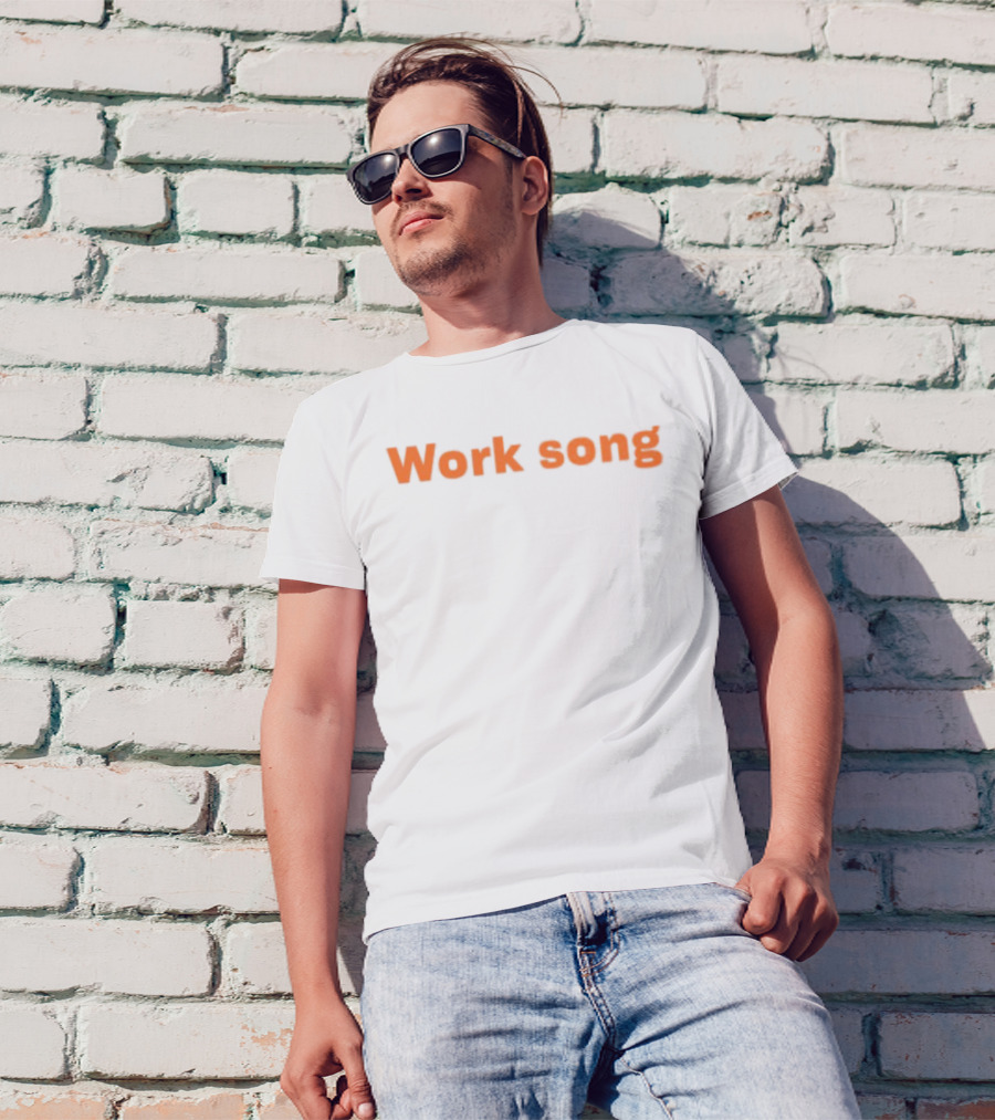 Lecks Work Song Retro Orange Text T-Shirt