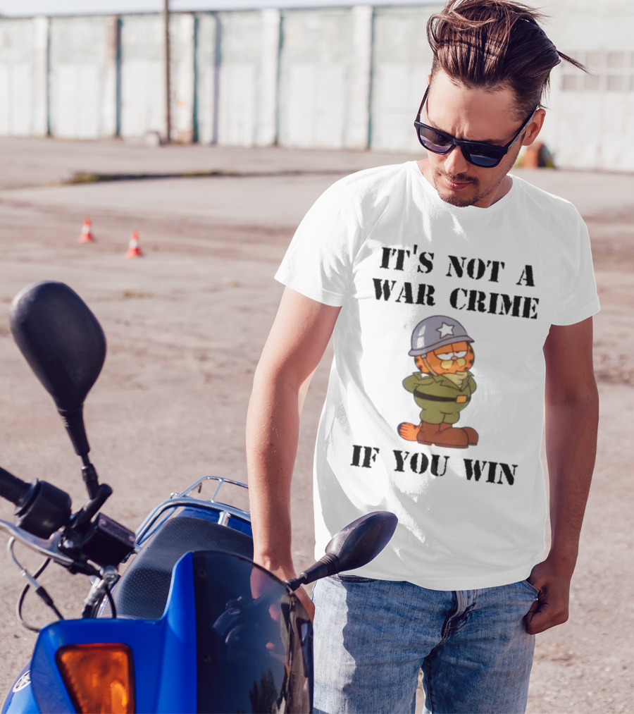 Garfield Military Helmet It's Not A War Crime If You Win T-Shirt