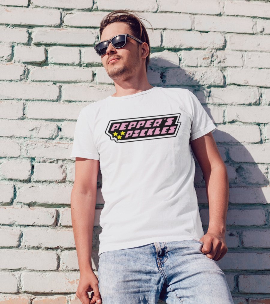 Pepper's Pickles Pink Heart Stars Retro Style T-Shirt