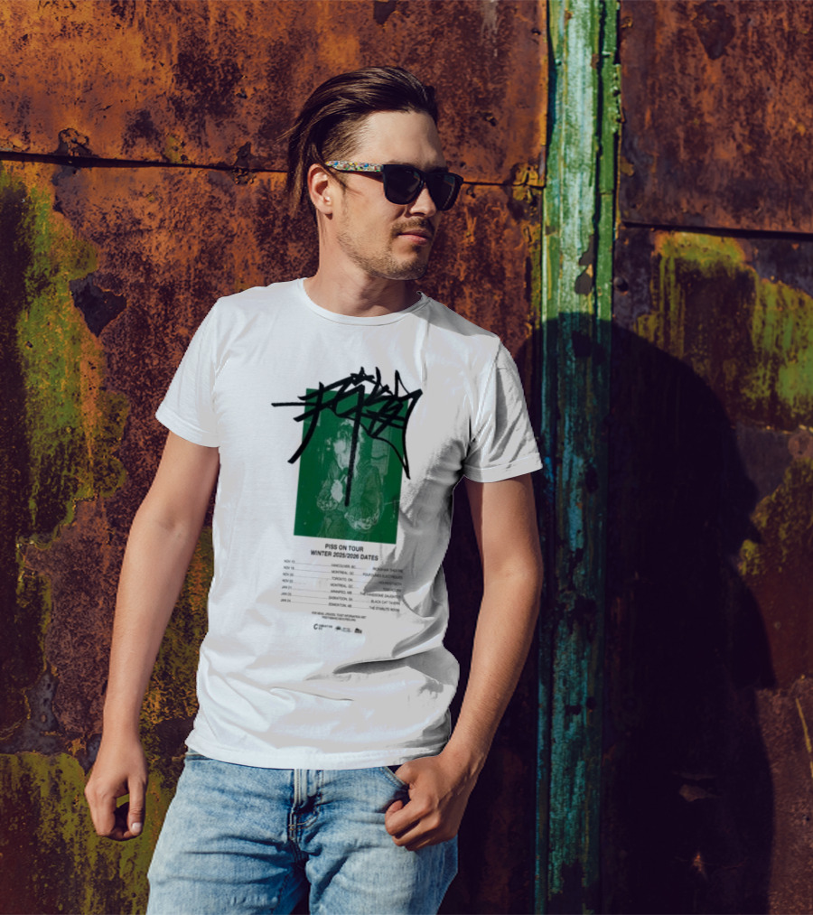 PISS Winter Tour 2025 2026 Dates Featuring Zoviet Sex 徐锐 Stroyka 7 Days Of Sorrow Gnar Dog Smplsmksי T-Shirt