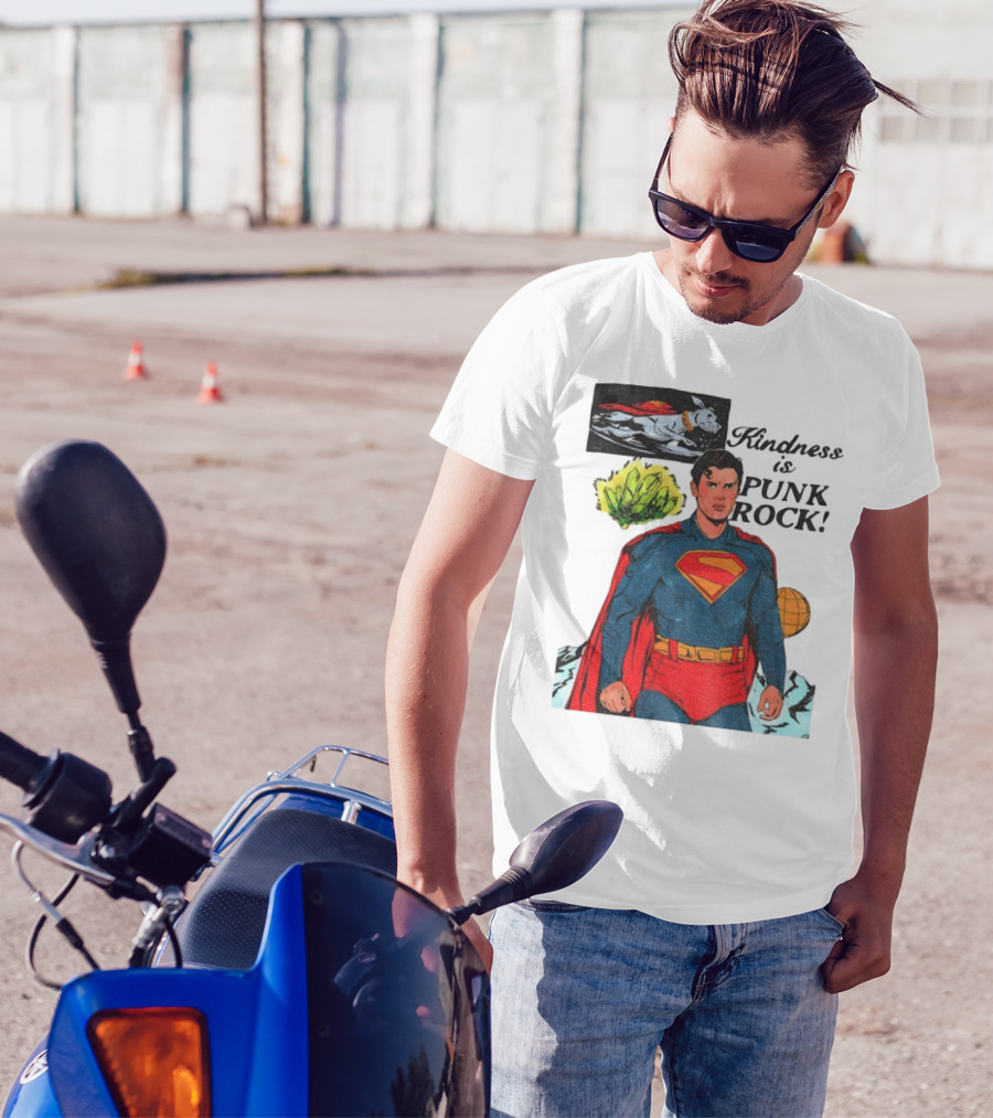 Superman DC Kindness Is Punk Rock Krypton Dog Caped Hero T-Shirt