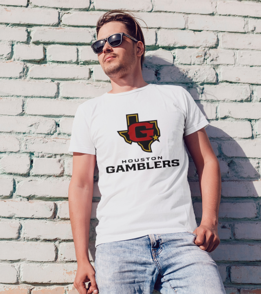 Houston Gamblers Texas Outline G Star Emblem T-Shirt