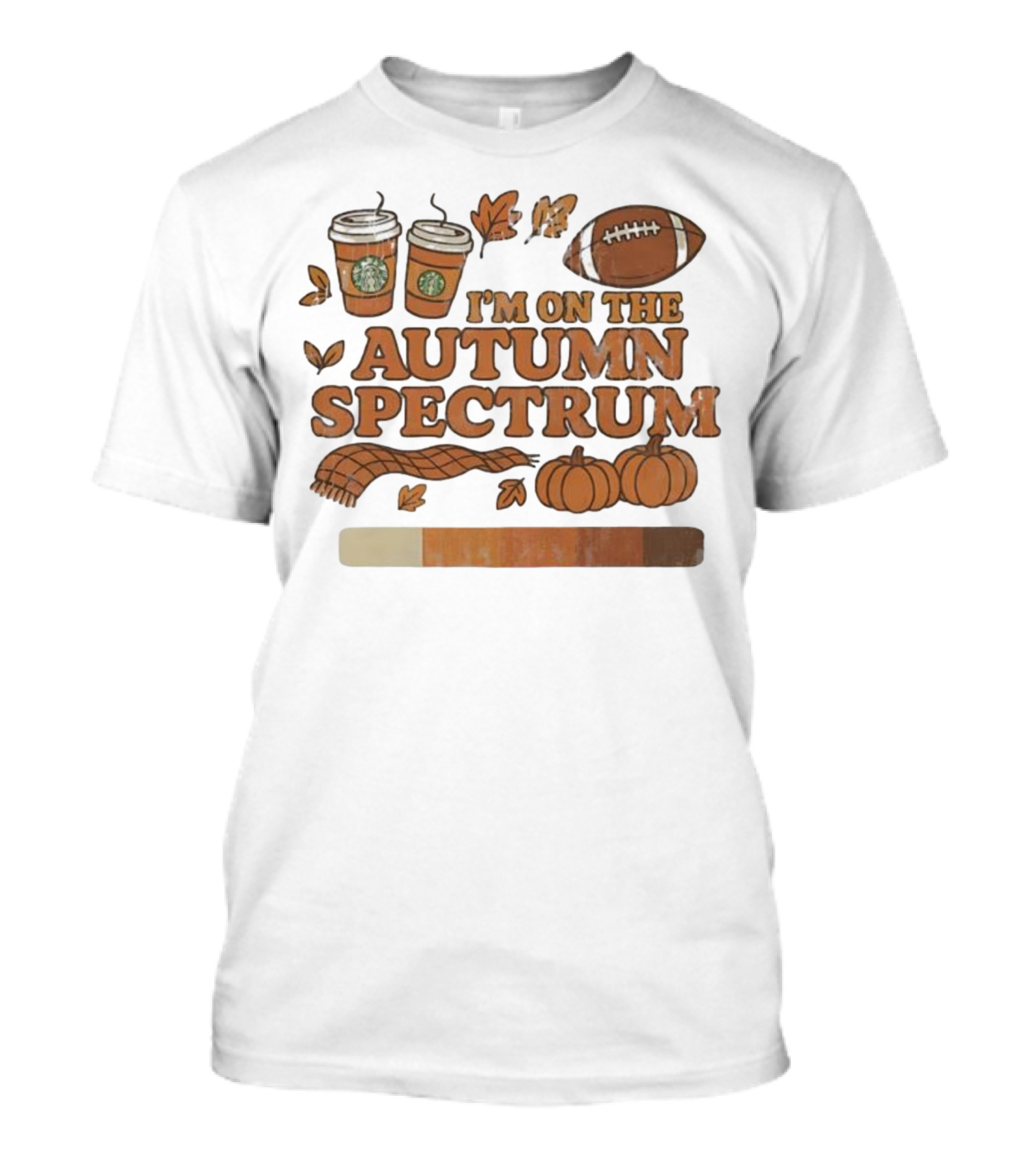 I’m On The Autumn Spectrum Pumpkin Spice Football Coffee Leaves T-Shirt