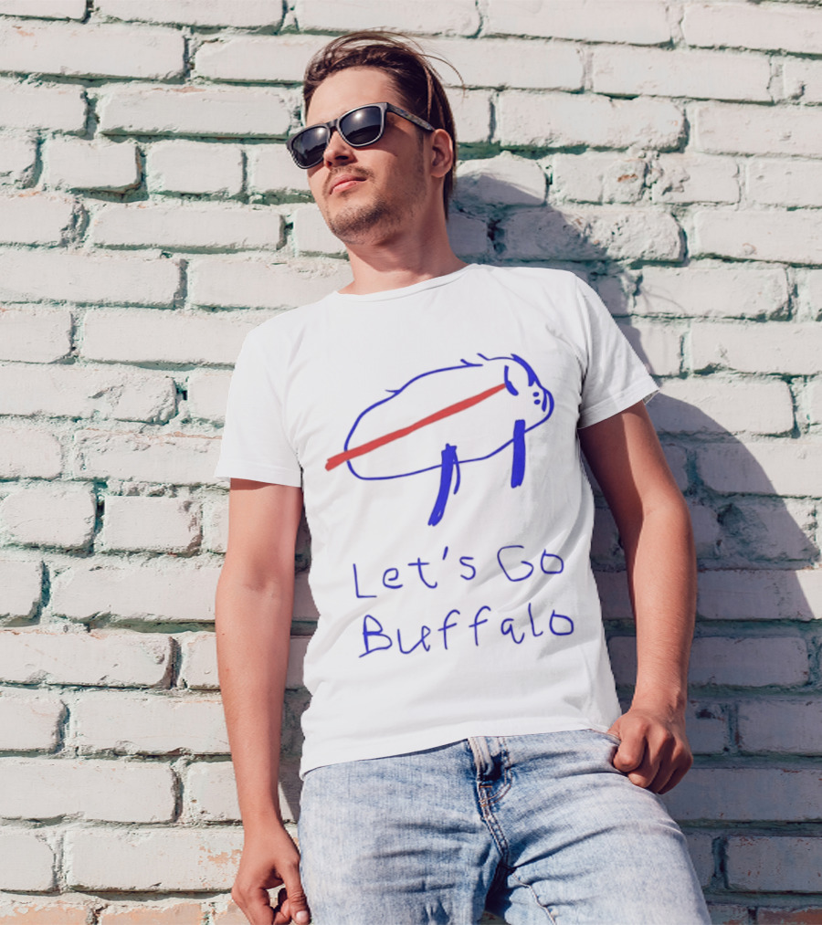 Let’s Go Buffalo Bills Hand-Drawn Blue And Red Graphic T-Shirt