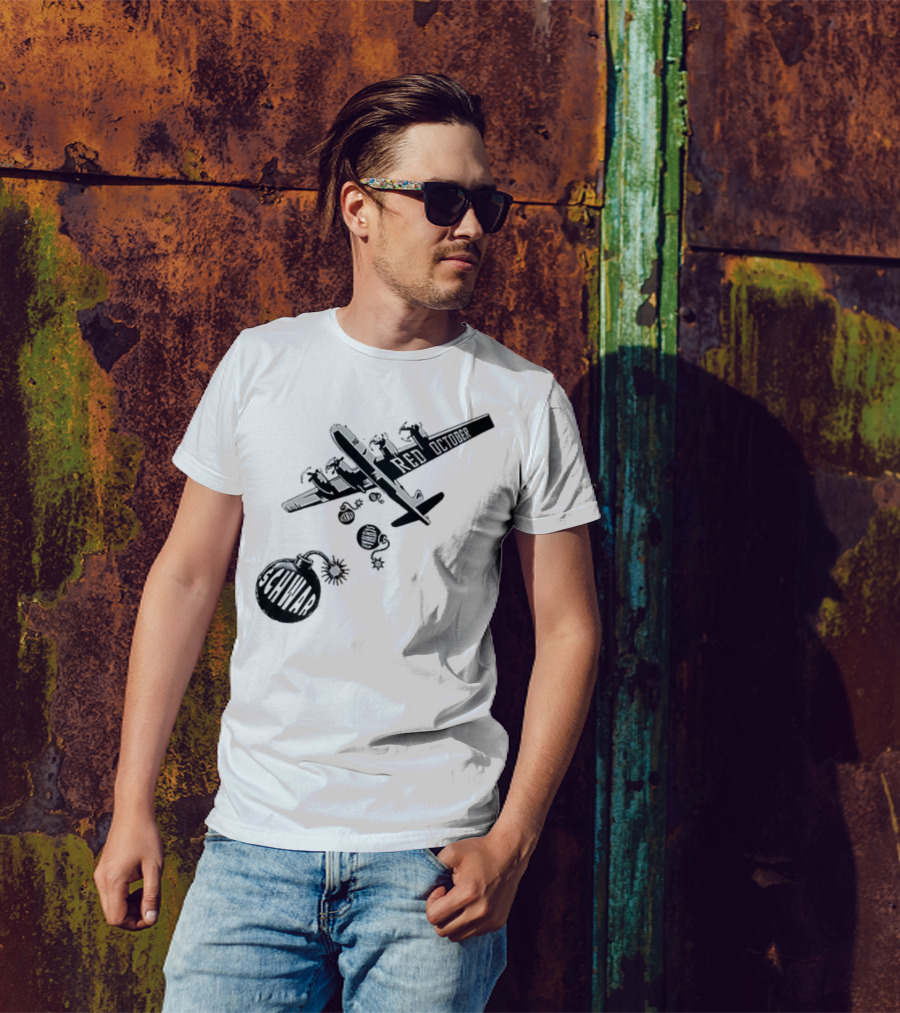 Philadelphia Phillies Red October Schwarbombs Away City Skyline Airplane رسالة قصف Blimp Explosion T-Shirt