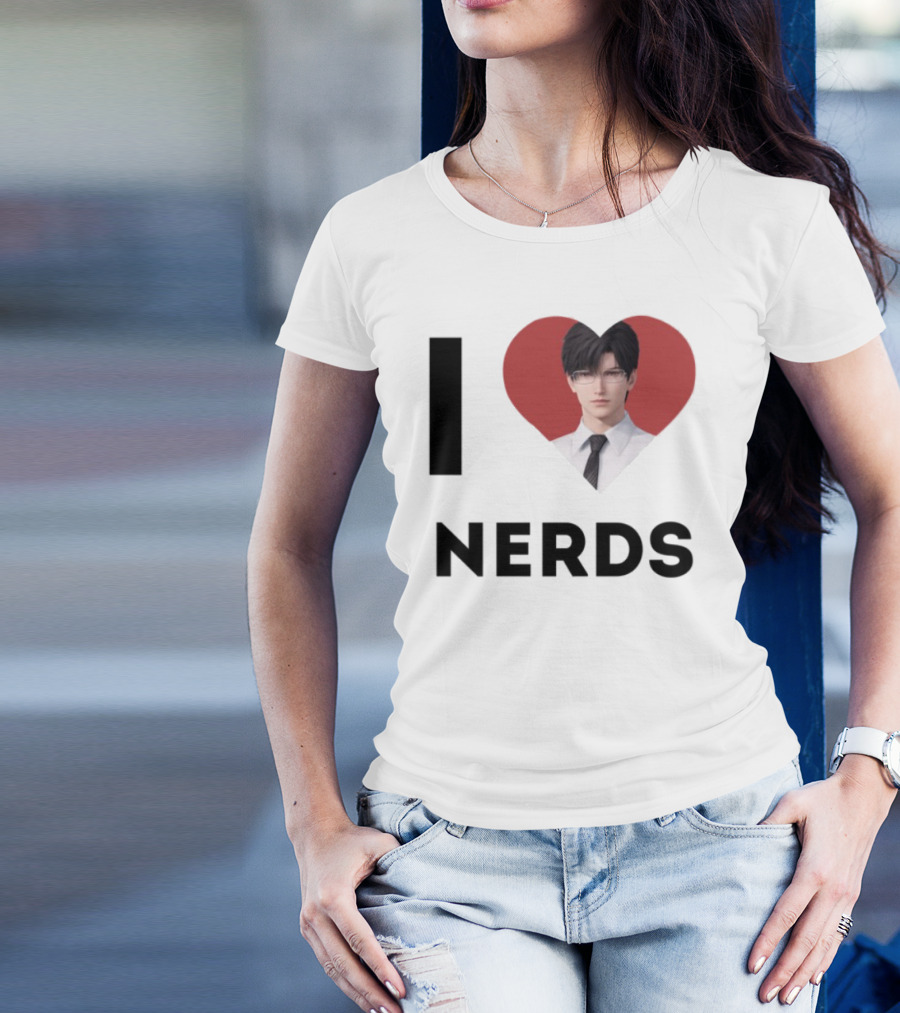 I Love Nerds Anime Character Glasses And Suit T-Shirt