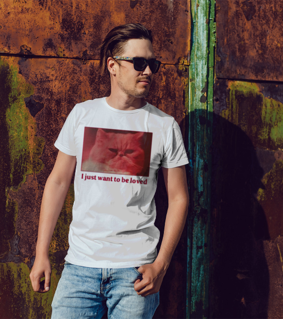 Volodymyr Testardі I Just Want To Be Loved Grumpy Cat Red Tones T-Shirt