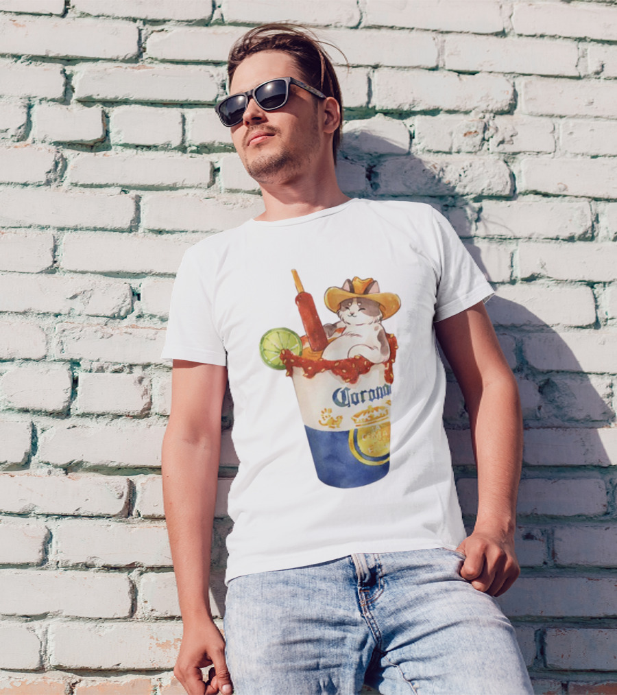 Michelada Vanilla Ryder Cat With Cowboy Hat In Corona Cup With Lime And Chamoy T-Shirt