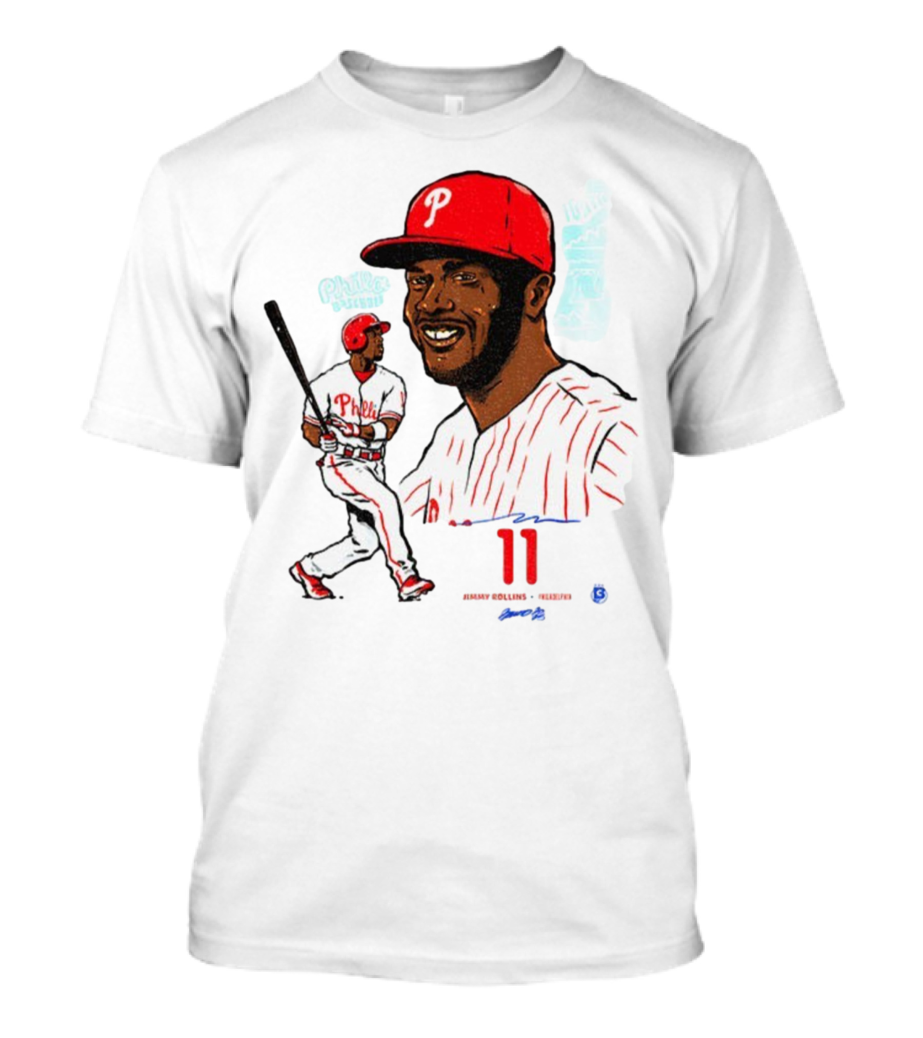 Jimmy Rollins 11 Philadelphia Phillies MLB Baseball Cartoon Phillies Player T-Shirt