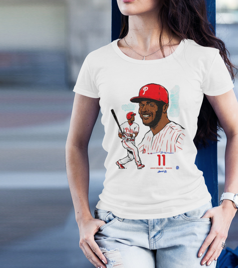 Jimmy Rollins 11 Philadelphia Phillies MLB Baseball Cartoon Phillies Player T-Shirt