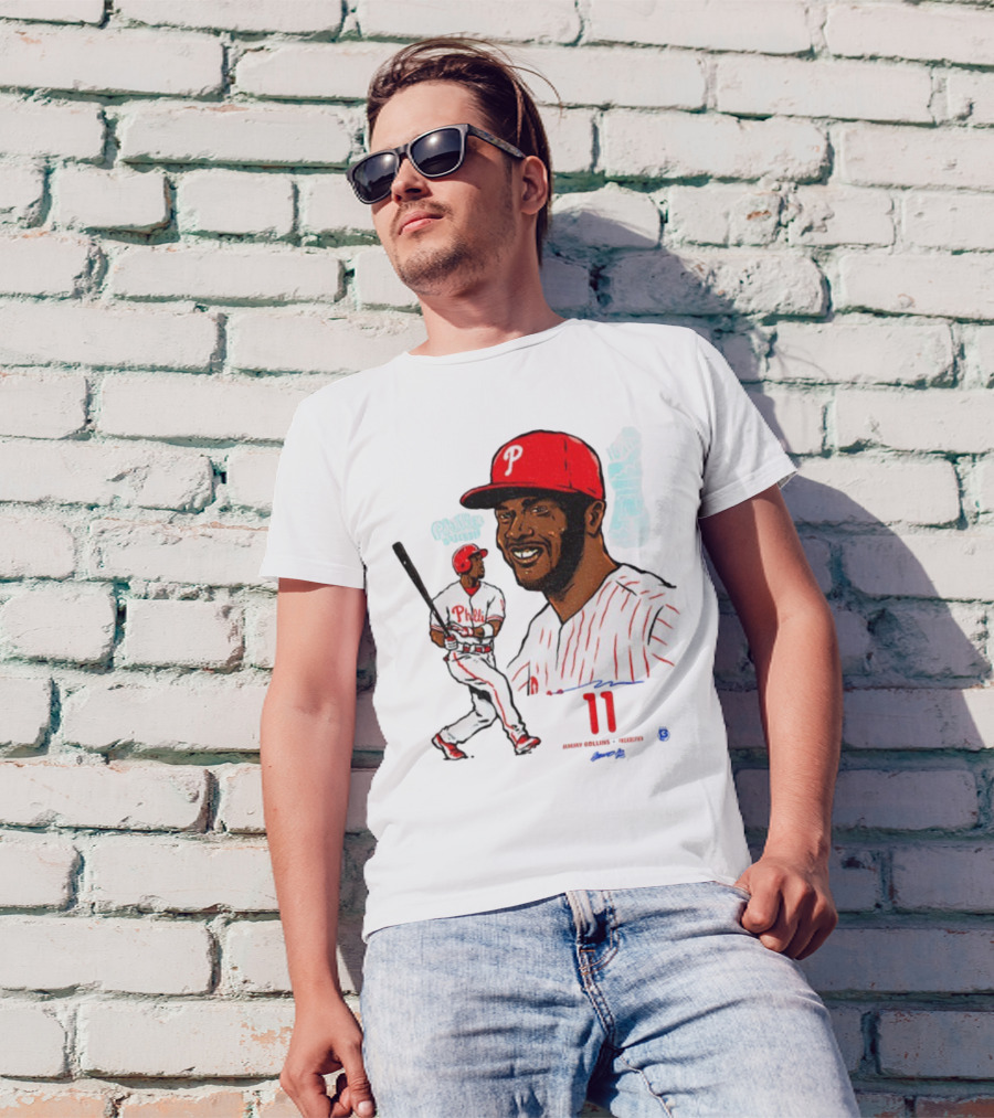 Jimmy Rollins 11 Philadelphia Phillies MLB Baseball Cartoon Phillies Player T-Shirt