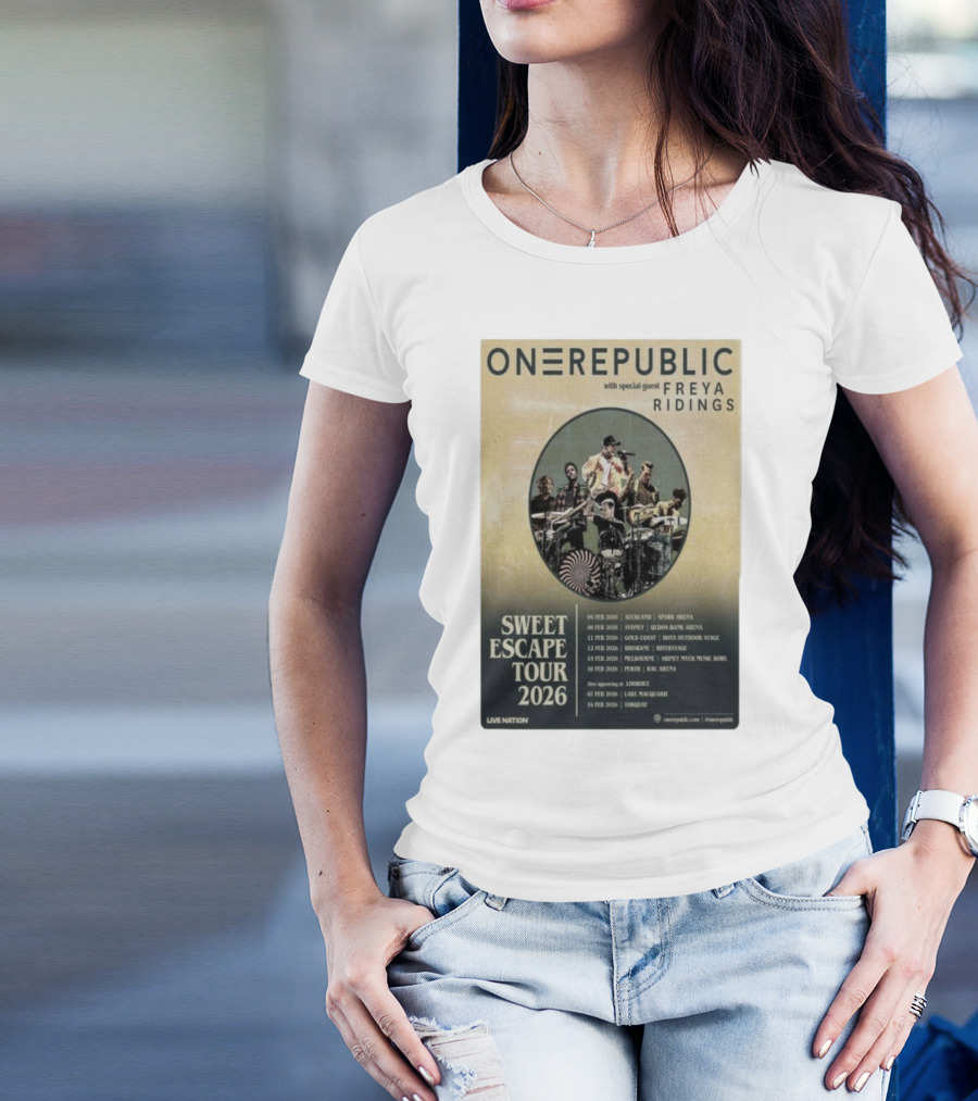 ONEREPUBLIC Sweet Escape Tour Australia New Zealand 2026 Special Guest Freya Ridings T-Shirt