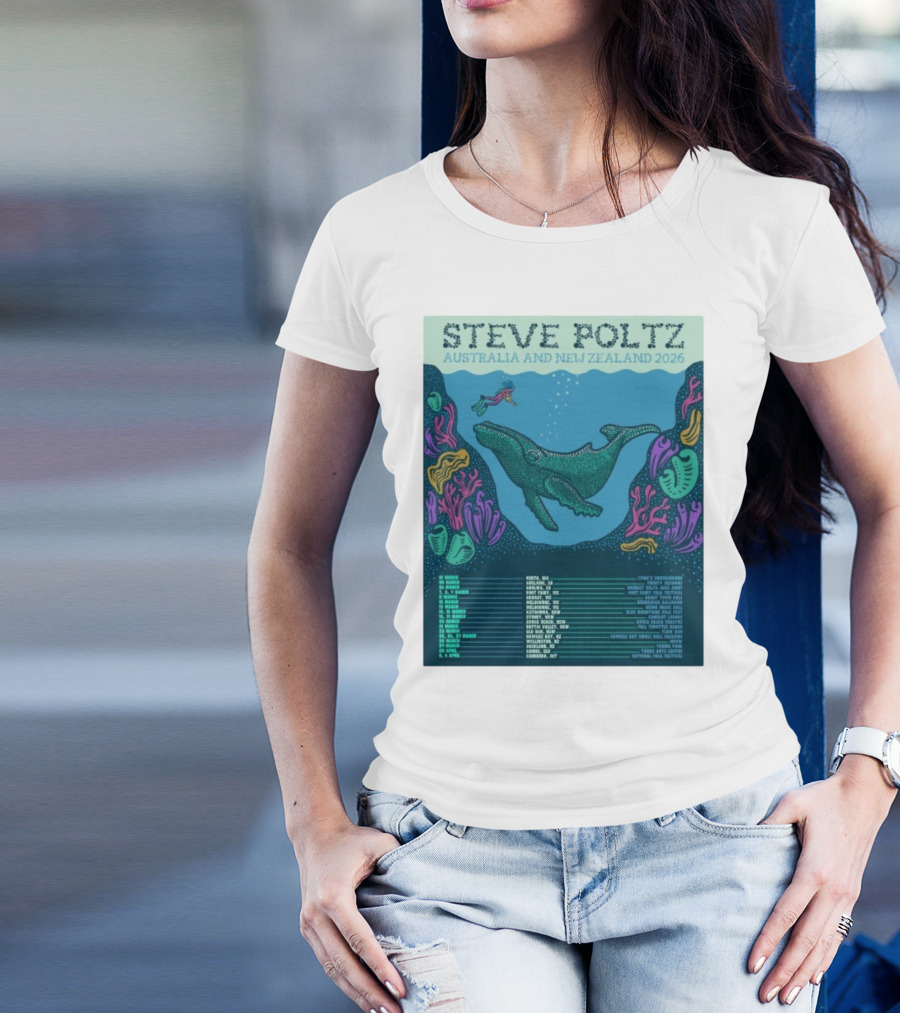 Steve Poltz Australia New Zealand Tour 2026 Concert Dates Underwater Theme T-Shirt