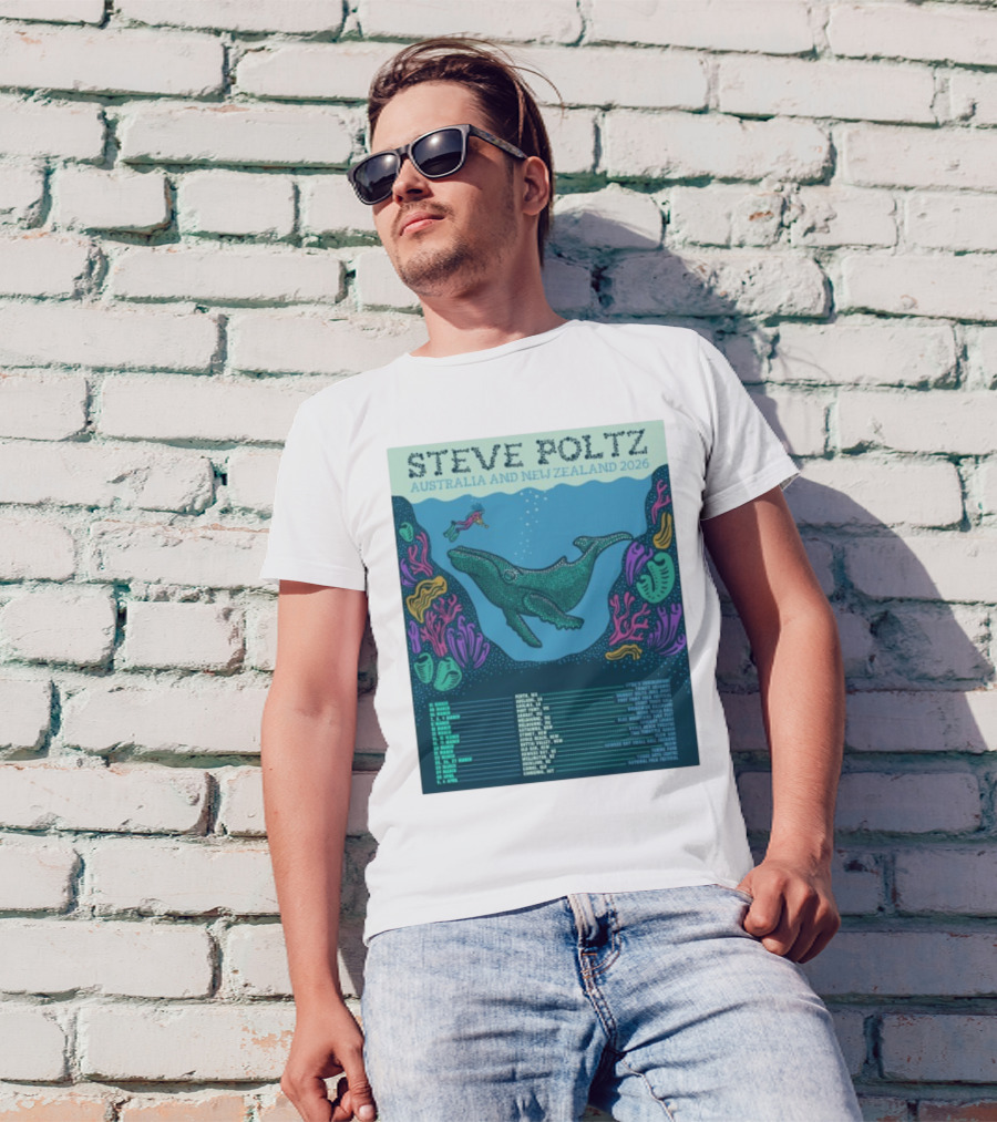 Steve Poltz Australia New Zealand Tour 2026 Concert Dates Underwater Theme T-Shirt