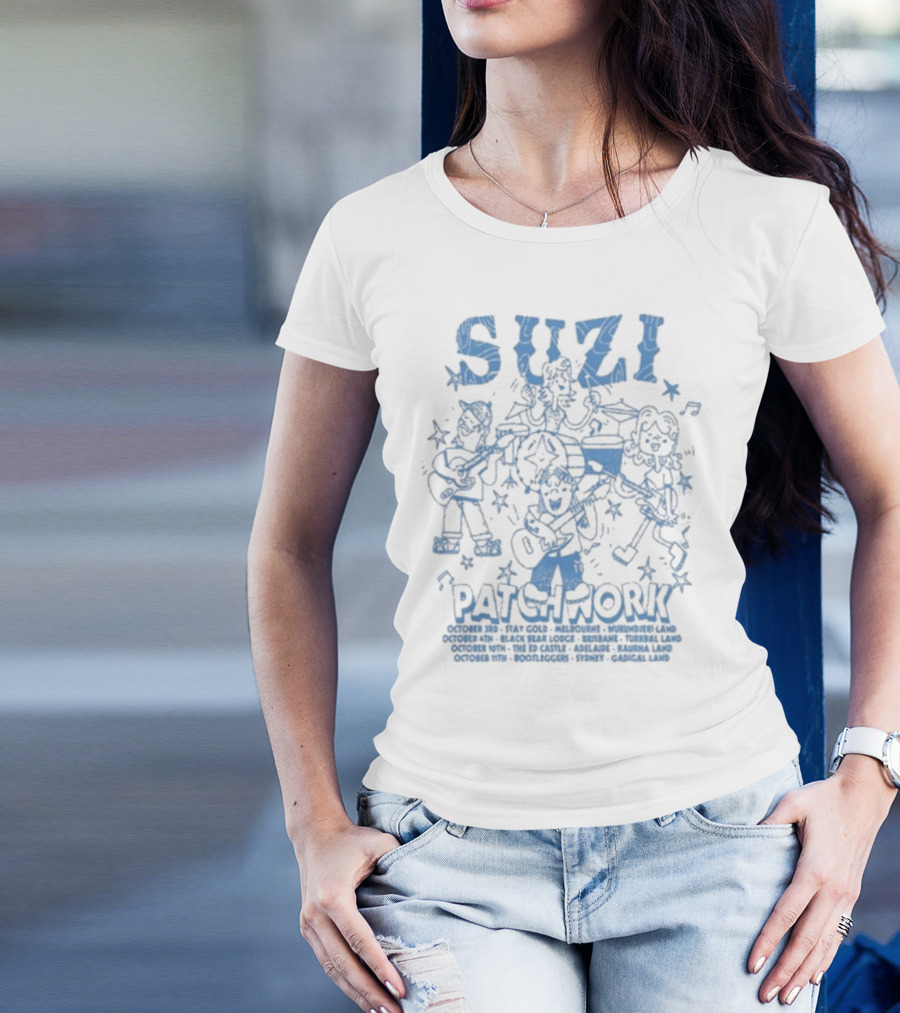 Suzi Patchwork Tour 2025 Cartoon Band Illustration T-Shirt