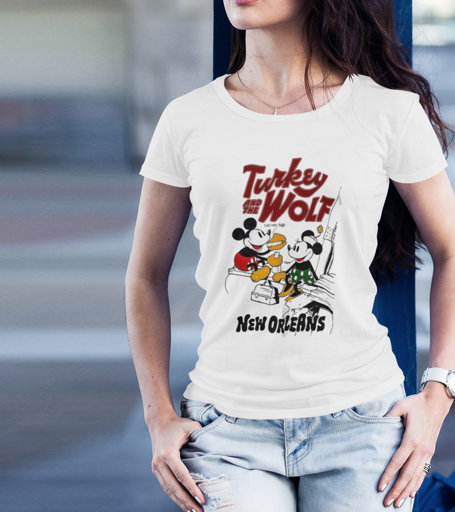 Turkey And The Wolf Mickey Mouse Minnie Mouse New Orleans Cheese T-Shirt
