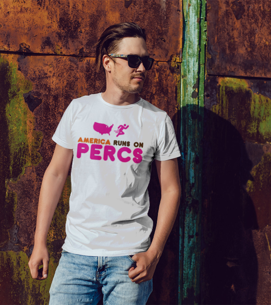 America Runs On Percs Map And Donut Parody T-Shirt