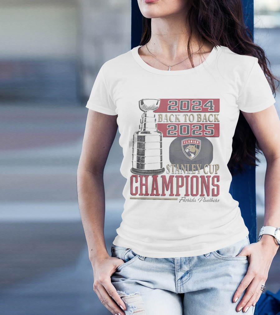 Florida Panthers 2024 2025 Back To Back Stanley Cup Champions Vintage 47 White T-Shirt