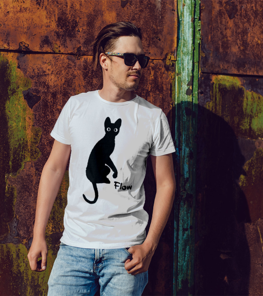 Flow Movie India Ink Cat Silhouette T-Shirt