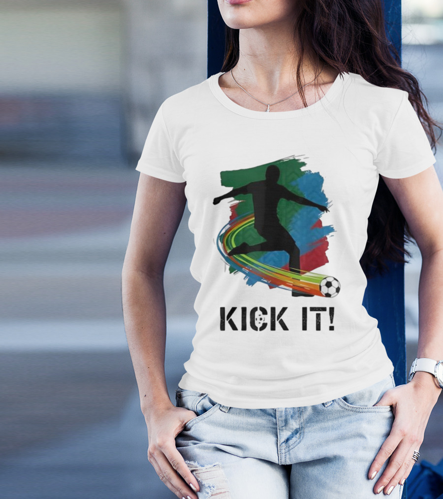 Kick It Soccer Player Rainbow Trail T-Shirt