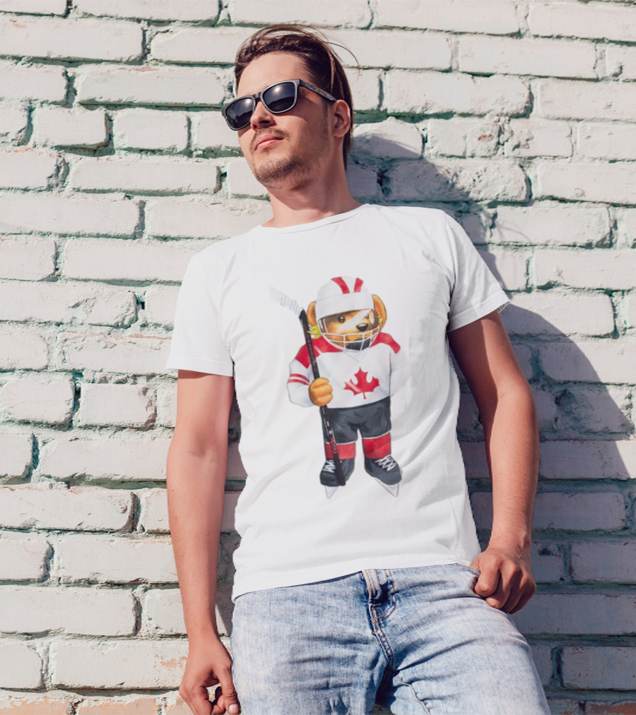 Marketstudios Market X Sherwood Canada Bear Hockey Player T-Shirt