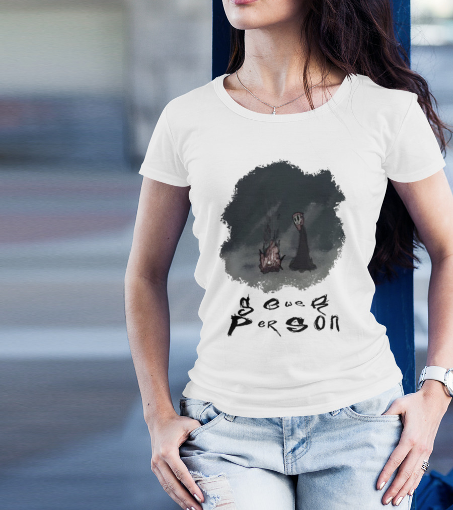 Sewerperson Campfire Mountain Forest Scene T-Shirt