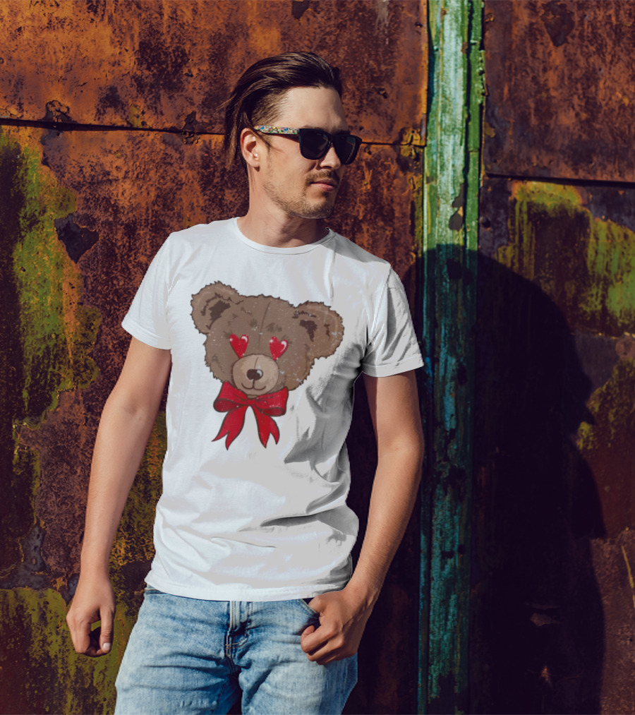I Love You Beary Much Heart Eyes Teddy Bear Red Bow T-Shirt