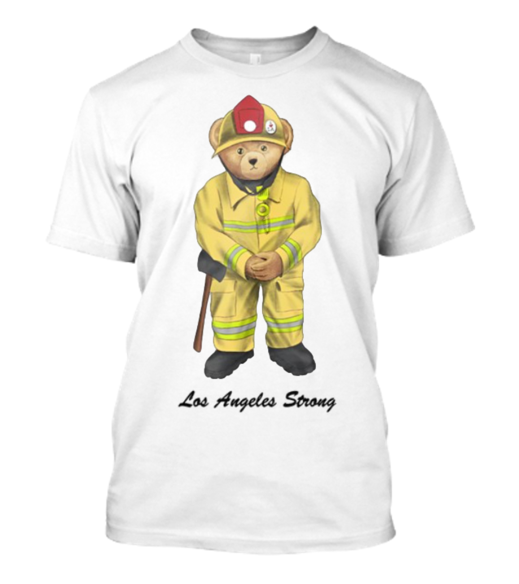 Michael Cherman Firefighter Bear Support Los Angeles Strong T-Shirt