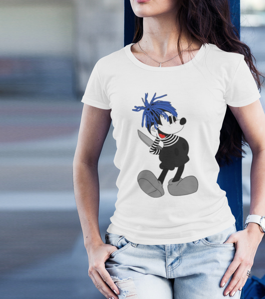 Revenge X Sad Mickey Mouse Knife Emotive Punk Mashup T-Shirt