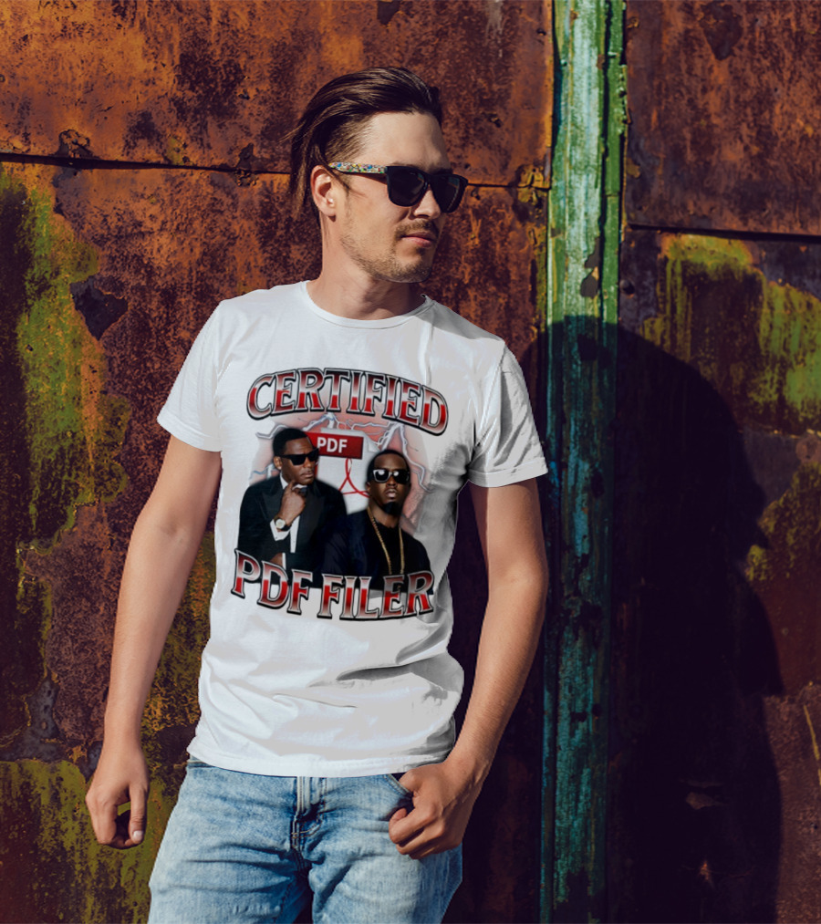 Certified PDF Filer Celebrity Parody With Suits And Sunglasses T-Shirt