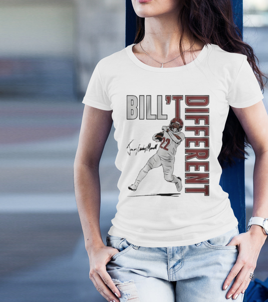 Jacory Croskey-Merritt Bill’t Different Number 22 Football Signature T-Shirt