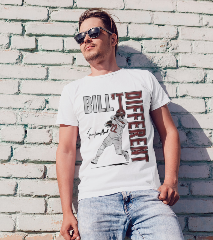 Jacory Croskey-Merritt Bill’t Different Number 22 Football Signature T-Shirt