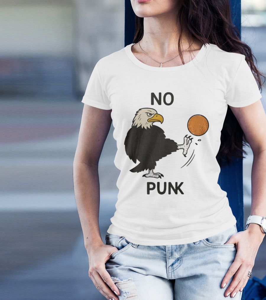 Bald Eagle Kicking Orange Ball No Punk T-Shirt