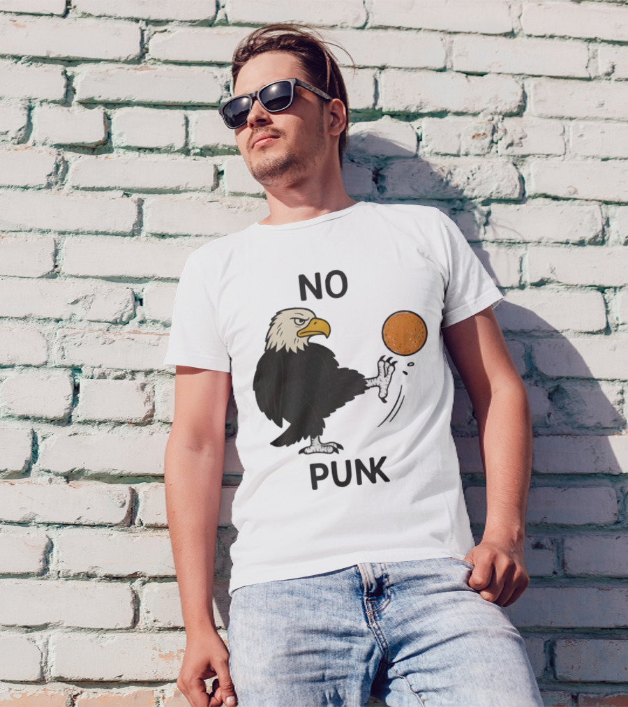 Bald Eagle Kicking Orange Ball No Punk T-Shirt