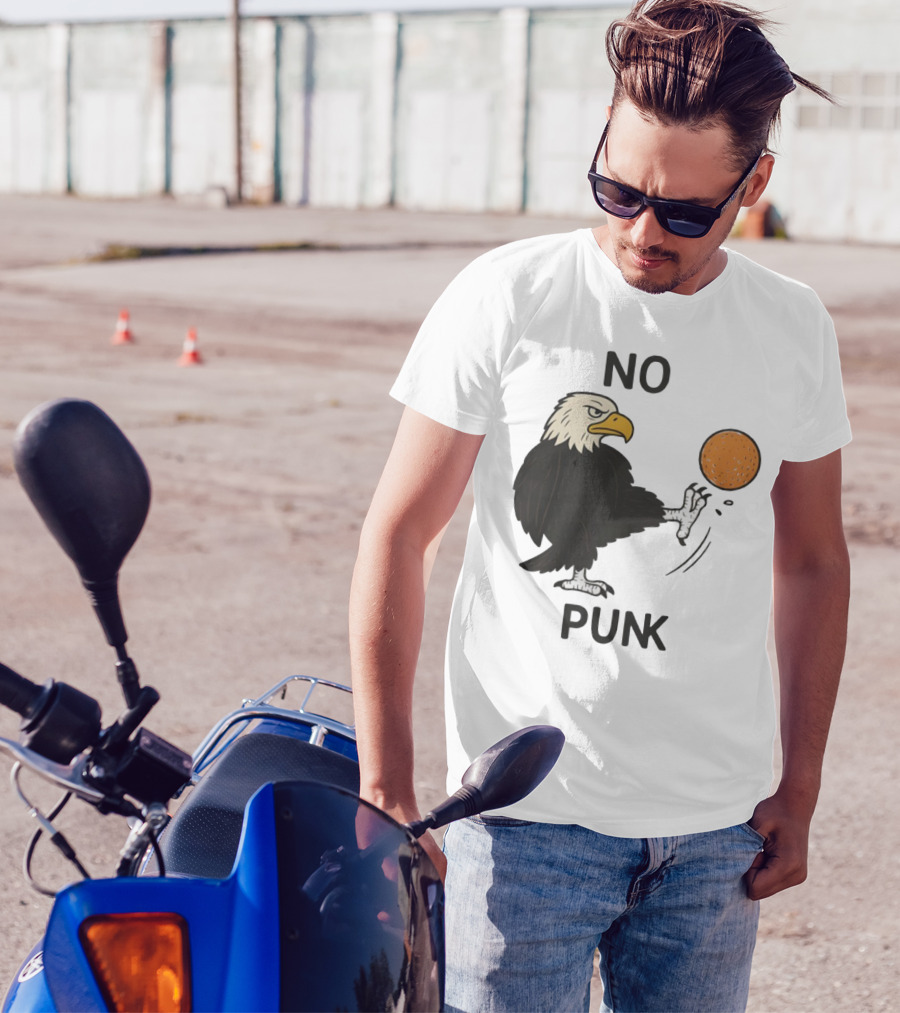 Bald Eagle Kicking Orange Ball No Punk T-Shirt