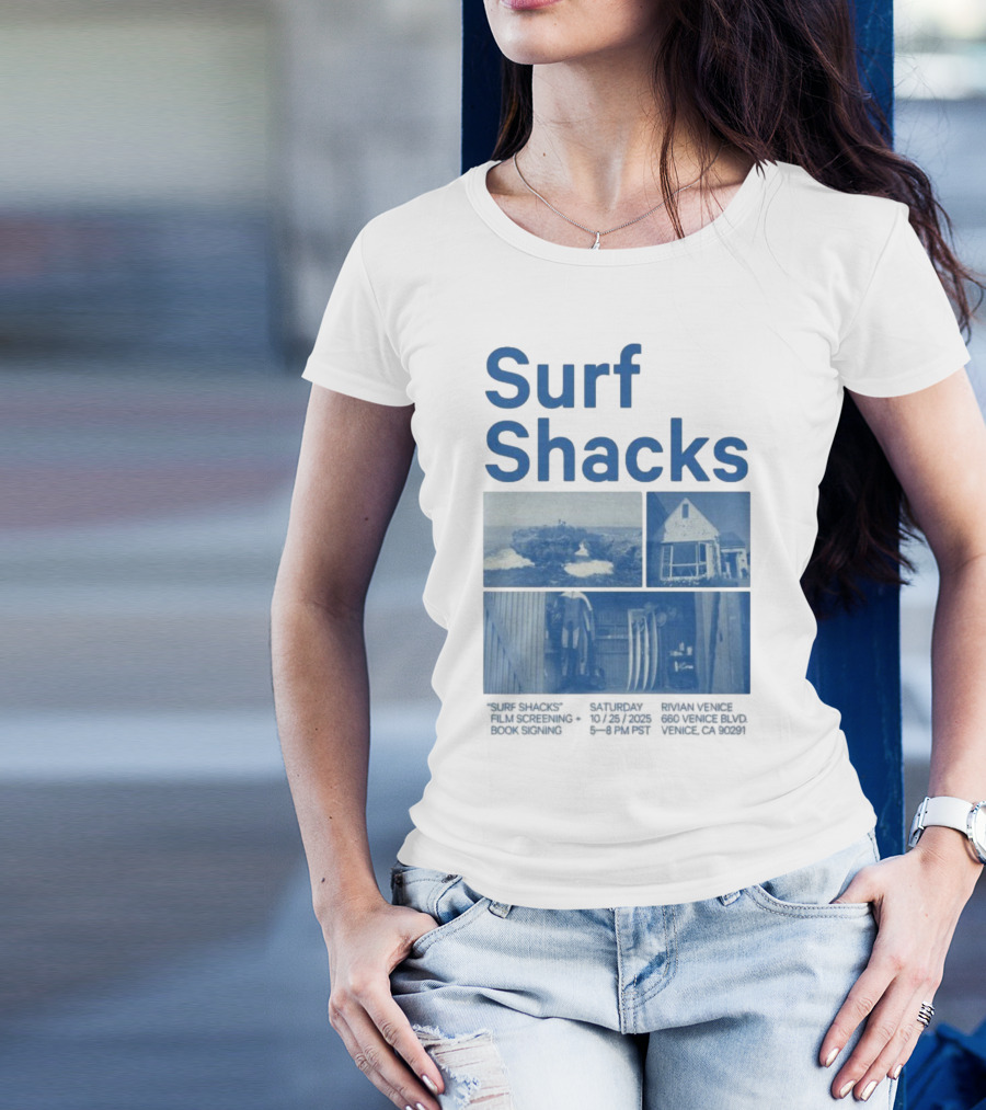 Surf Shacks Oct 25 2025 Venice CA Beach Surfboards Coastal Homes T-Shirt