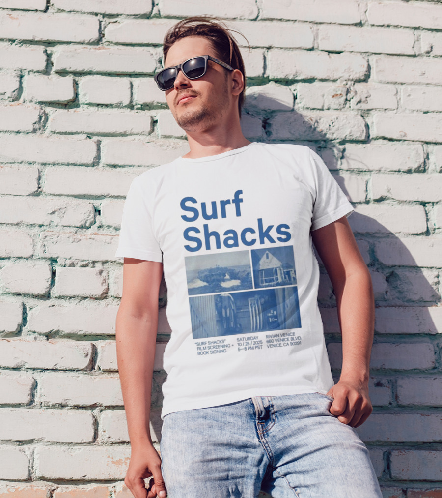 Surf Shacks Oct 25 2025 Venice CA Beach Surfboards Coastal Homes T-Shirt