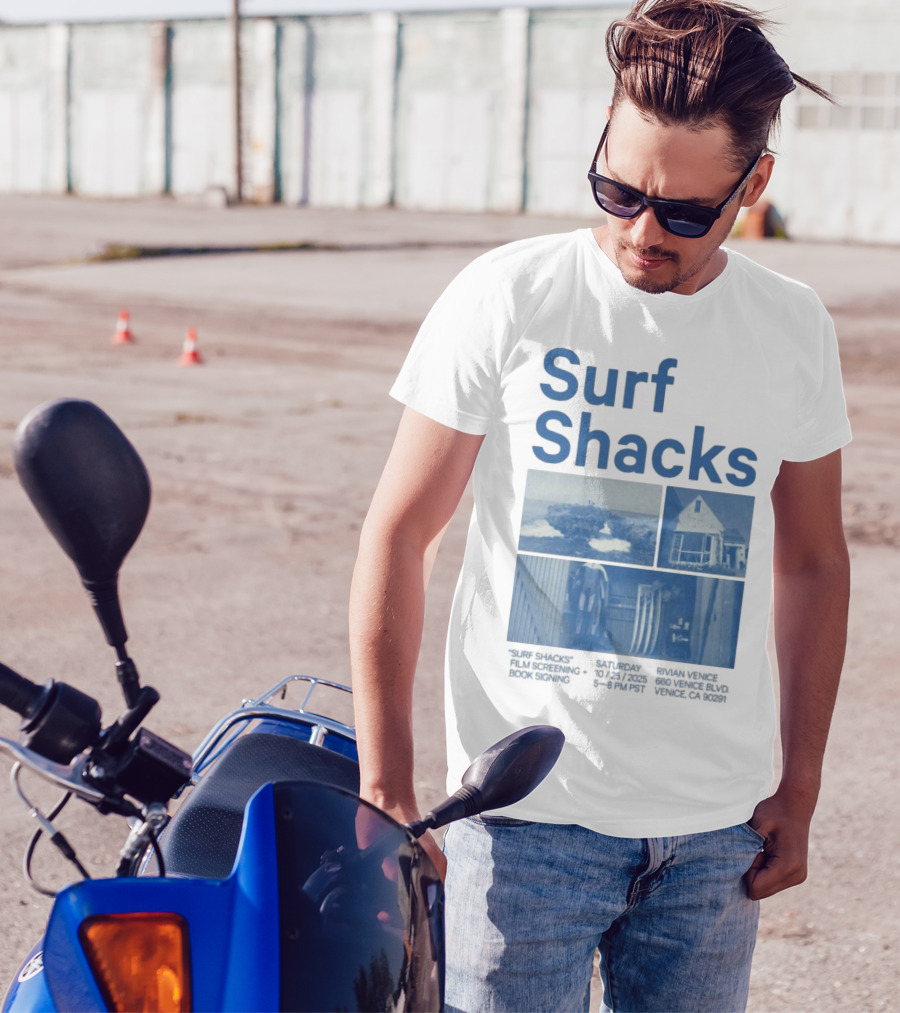 Surf Shacks Oct 25 2025 Venice CA Beach Surfboards Coastal Homes T-Shirt