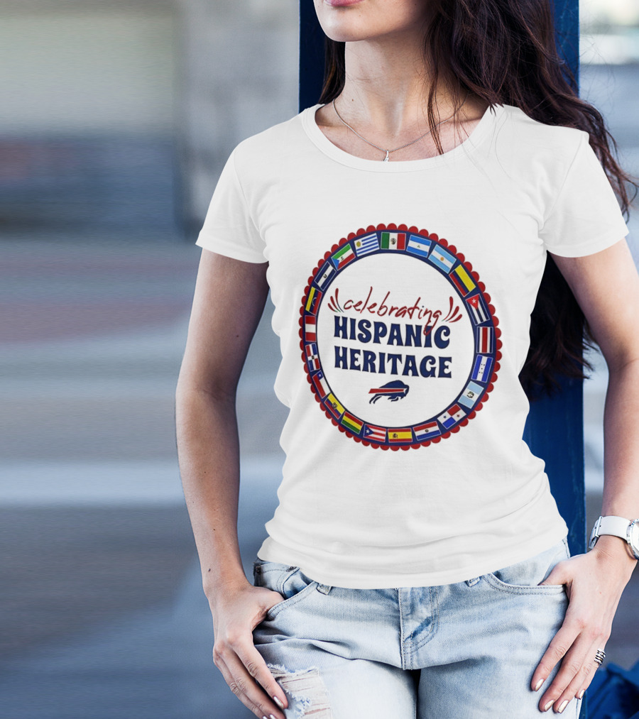 Celebrating Hispanic Heritage Buffalo Bills Flags Circle T-Shirt