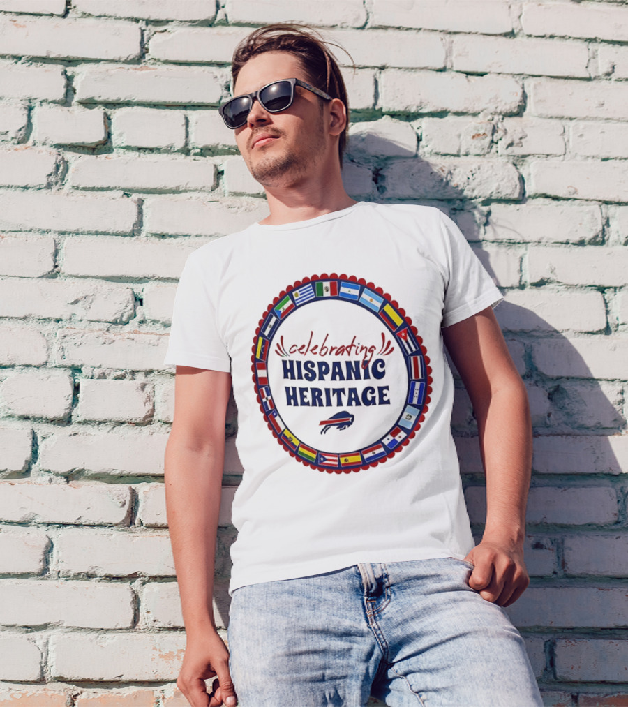 Celebrating Hispanic Heritage Buffalo Bills Flags Circle T-Shirt