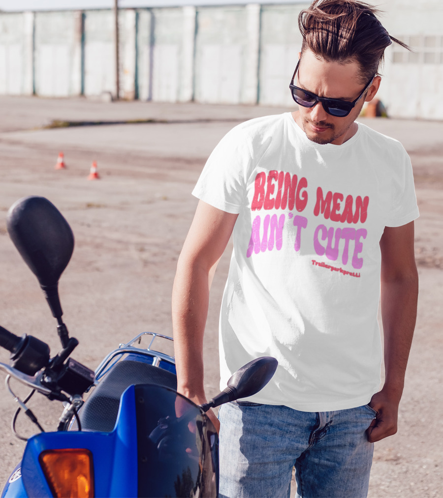 Being Mean Ain't Cute Text With Trendy Glitter Effect T-Shirt