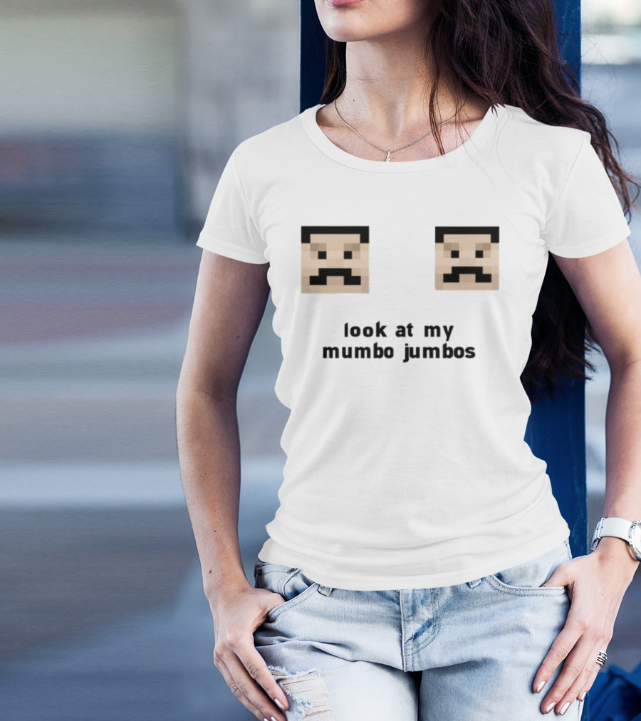 Minecraft Pixel Art Mustache Faces Look At My Mumbo Jumbos T-Shirt