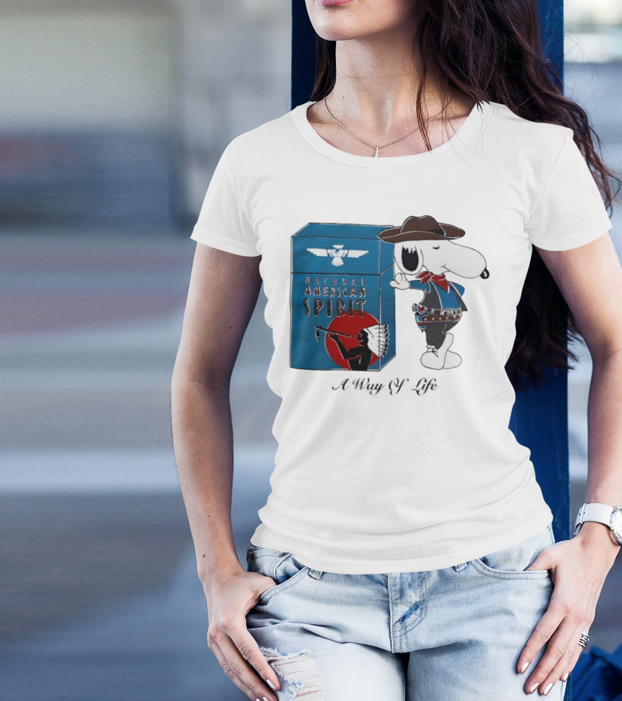 Snoopy Natural American Spirit A Way Of Life Cowboy Blue T-Shirt