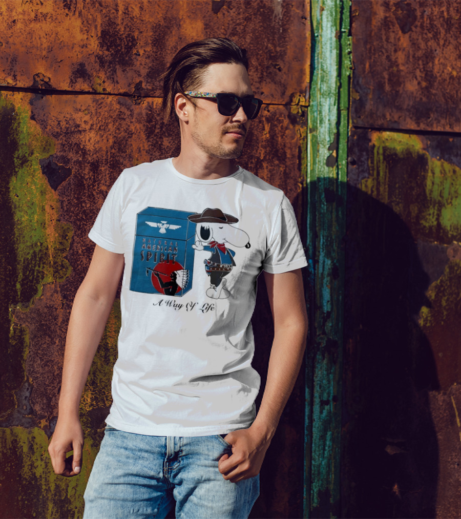 Snoopy Natural American Spirit A Way Of Life Cowboy Blue T-Shirt